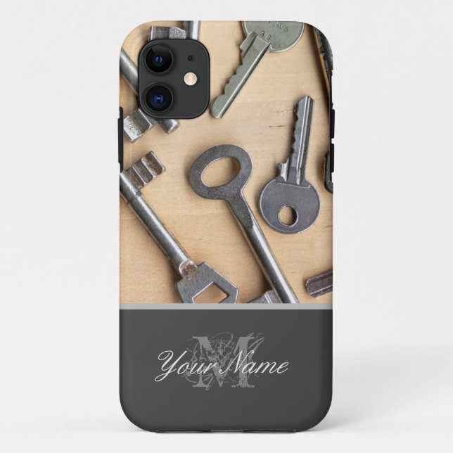 Capa Para iPhone 11 Monograma personalizável com chaves diferentes! (Verso)