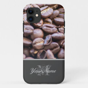 Capa Para iPhone 11 Monograma personalizável com grãos de café!