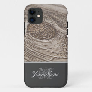 Capa Para iPhone 11 Monograma personalizável com grunge de madeira!