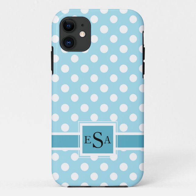 Capa Para iPhone 11 Monograma Polkadot Moderno (Verso)