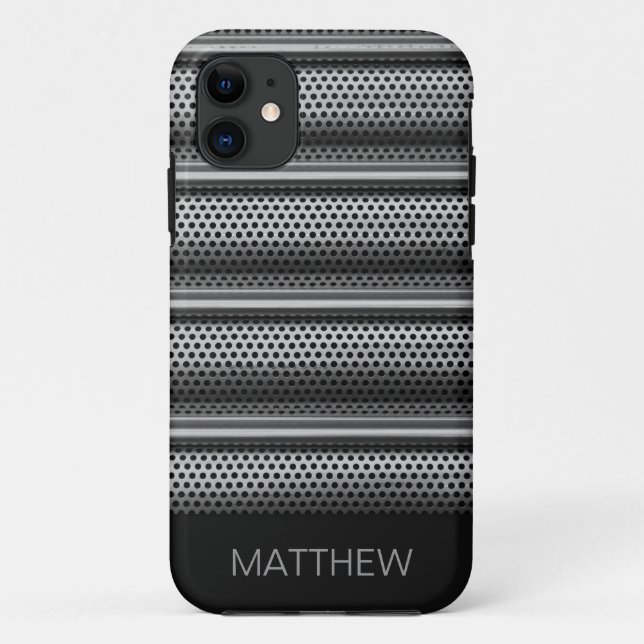 Capa Para iPhone 11 Monograma Prateado Moderno (Verso)
