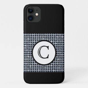 Capa Para iPhone 11 Monograma Preto Bling Diamond