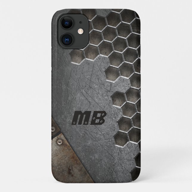 Capa Para iPhone 11 Monograma Rustic Grunge Masculine Personalizado (Verso)