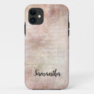 Capa Para iPhone 11 Monograma Shabby Chic Rosa Vintage
