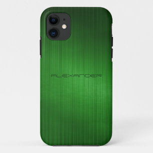 Capa Para iPhone 11 Monograma verde em alumínio escovado