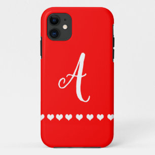 Capa Para iPhone 11 Monograma Vermelho e Branco Inicial