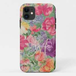 Capa Para iPhone 11 Monogramas Elegant Summer Blooms Aquarela