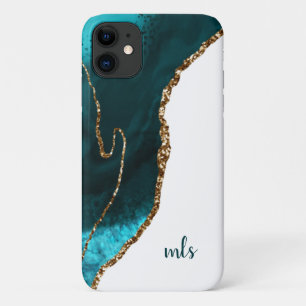 Capa Para iPhone 11 Monogramas Glitter Glitter Agate Clássico Moderno