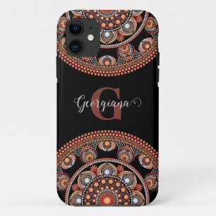 Capa Para iPhone 11 Monogramas Safari Sunset Bohemian Dot Mandala