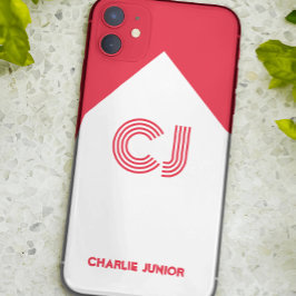 Capa Para iPhone 11 Monogramas vermelhos e brancos Minimalista