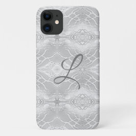 Capa Para iPhone 11 Monogrammed Faux Satin