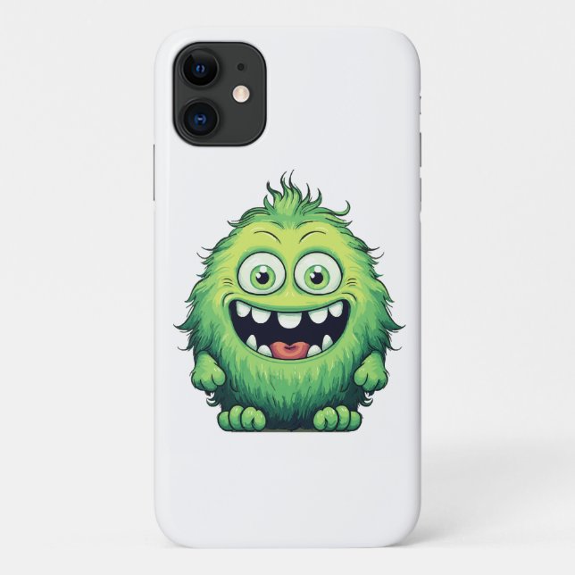 Capa Para iPhone 11 Monstro Verde Fofo Sorridente Desenho Animado (Verso)