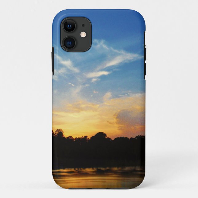 Capa Para iPhone 11 Montanha lago Sunset (Verso)