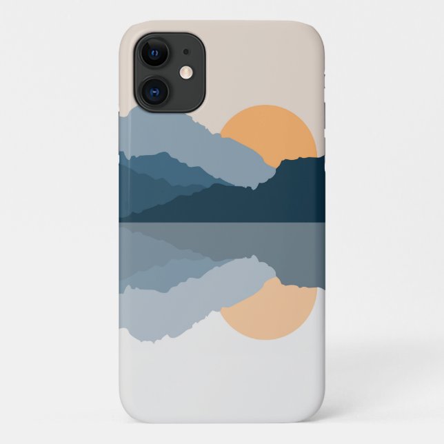 Capa Para iPhone 11 Montanhas azuis no lago (Verso)