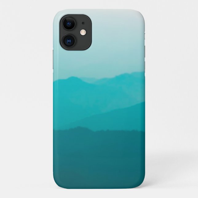 Capa Para iPhone 11 Montanhas Teal ombré (Verso)