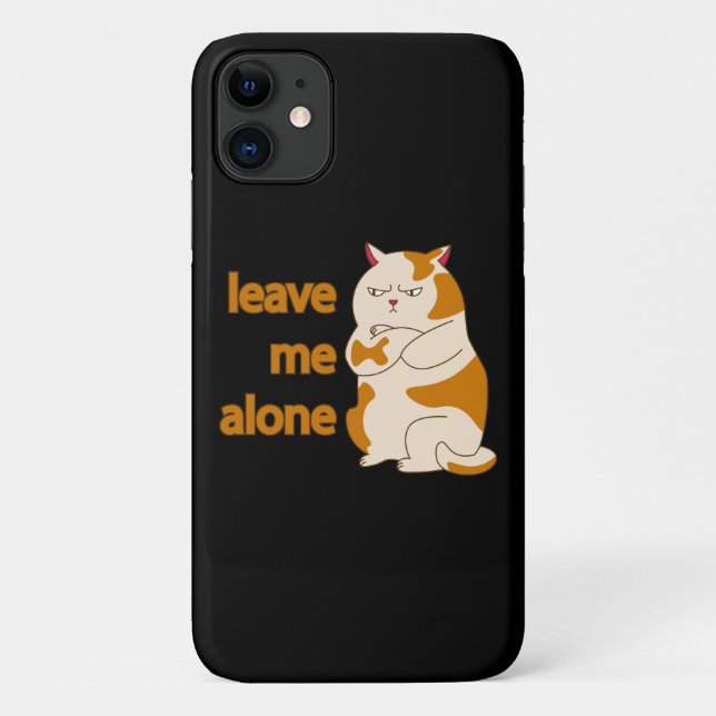 Capa Para iPhone 11 Moody fat cat leave me alone   (Verso)