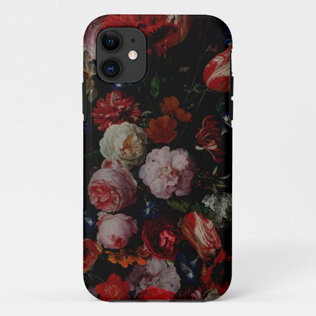 Capa Para iPhone 11 Moody Florals Flor Noite Buquê Gótico (Verso)