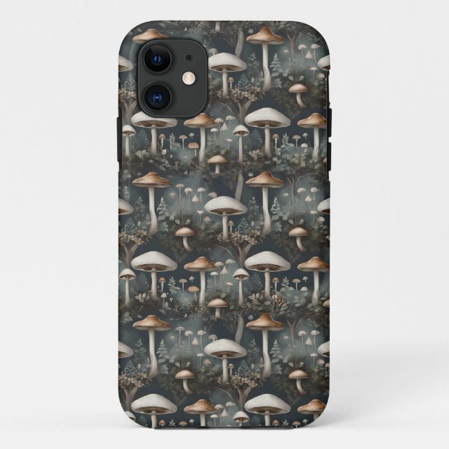 Capa Para iPhone 11 Moody Mushroom Forest (Verso)