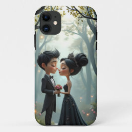 Capa Para iPhone 11 Moonlit Vows – A Cute Gothic Wedding Moment. 