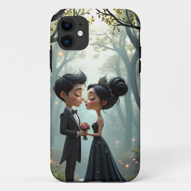 Capa Para iPhone 11 Moonlit Vows – A Cute Gothic Wedding Moment.  (Verso)