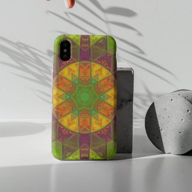 Capa Para iPhone 11 Mosaic Kaleidoscope Flower Green Purple and Orange (Criador carregado)