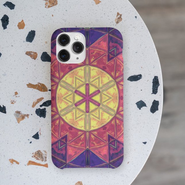 Capa Para iPhone 11 Mosaic Kaleidoscope Flower Yellow Pink and Purple (Criador carregado)