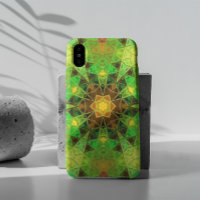 Mosaico Caleidoscópio Flor Verde e Laranja