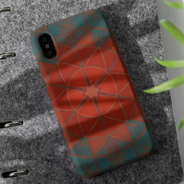 Capa Para iPhone 11 Mosaico Caleidoscópio Flor Vermelho e Azul (Criador carregado)