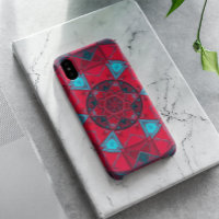 Mosaico Caleidoscópio Flor Vermelho e Azul