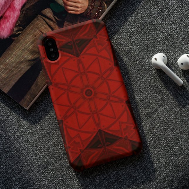 Capa Para iPhone 11 Mosaico Caleidoscópio Flor Vermelho e Negro (Criador carregado)