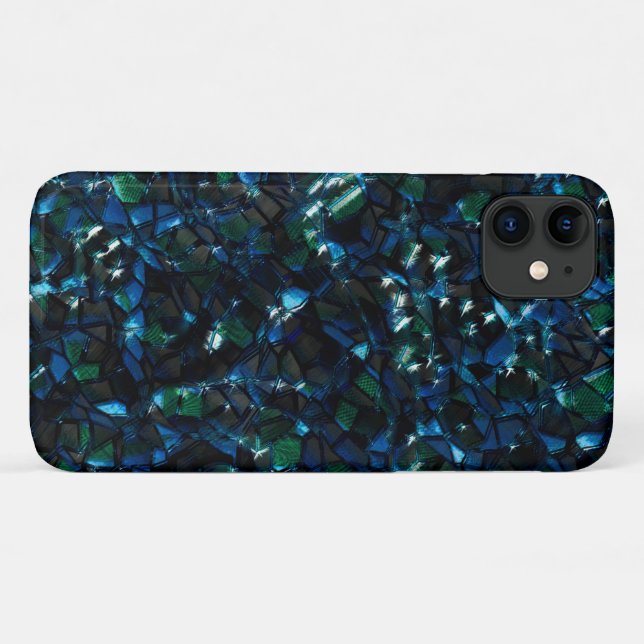 Capa Para iPhone 11 Mosaico estranho sobre fundo escuro e brilho nebul (Verso (horizontal))