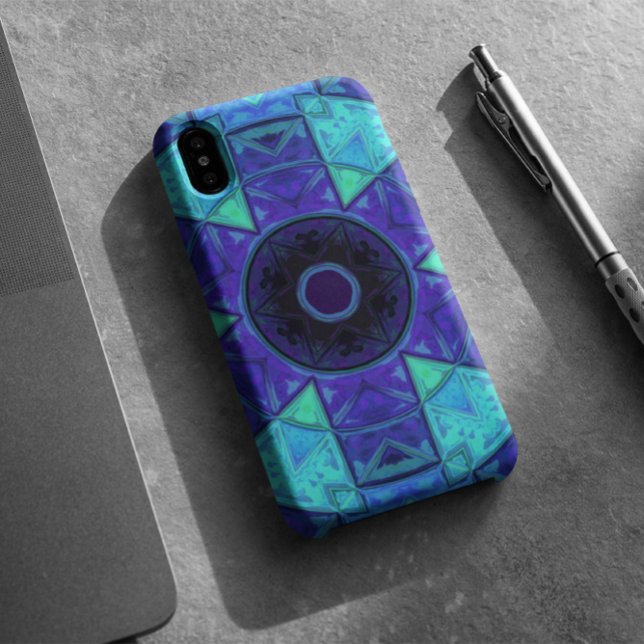 Capa Para iPhone 11 Mosaico Mandala Azul e Roxo (Criador carregado)