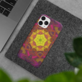 Capa Para iPhone 11 Mosaico Mandala Flor Amarelo Cor-de-rosa e roxo