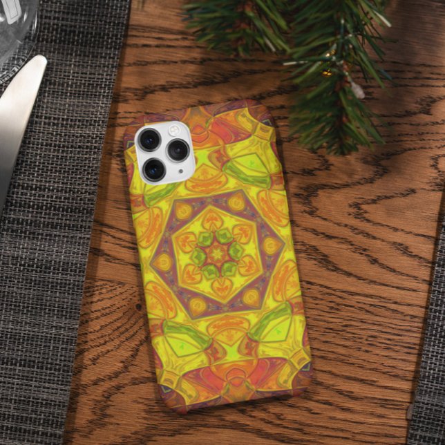 Capa Para iPhone 11 Mosaico Mandala Flor Amarelo Laranja e Roxo (Criador carregado)