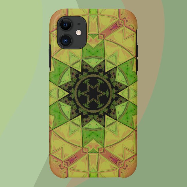 Capa Para iPhone 11 Mosaico Mandala Flor Amarelo Verde e Rosa (Criador carregado)