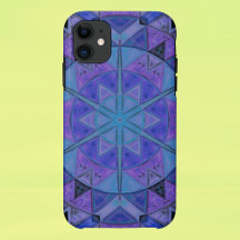 Mosaico Mandala Flor Azul e Roxo