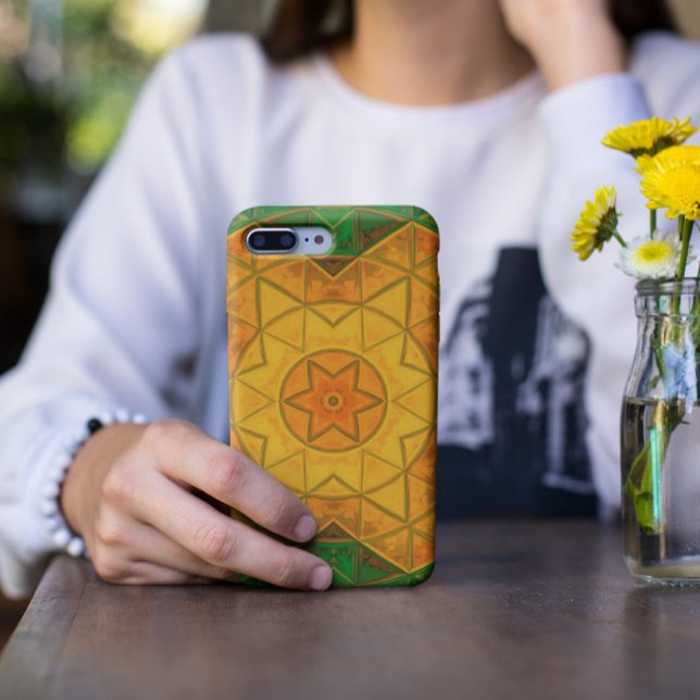 Capa Para iPhone 11 Mosaico Mandala Flor verde e amarelo (Criador carregado)