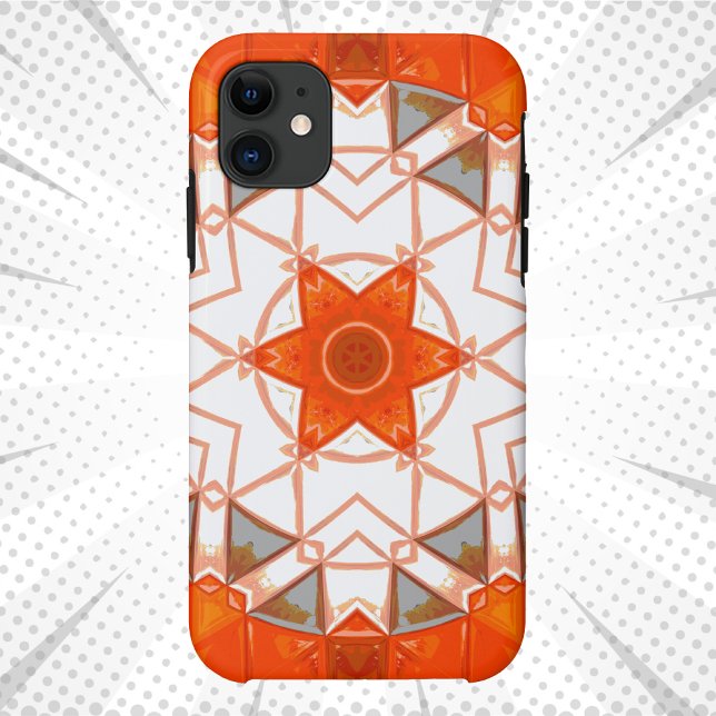 Capa Para iPhone 11 Mosaico Mandala Laranja e Branco (Criador carregado)