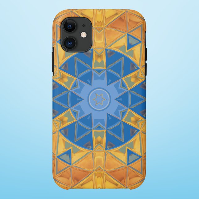Capa Para iPhone 11 Mosaico Mandala Orange e Blue (Criador carregado)