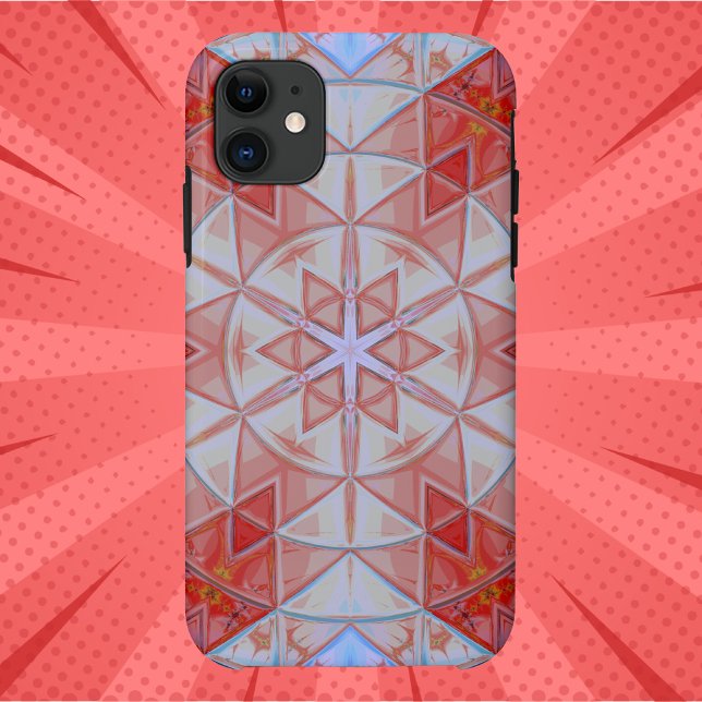 Capa Para iPhone 11 Mosaico Mandala Vermelho Branco e Azul (Criador carregado)