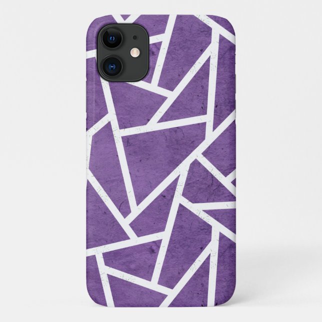 Capa Para iPhone 11 Mosaico roxo e branco (Verso)