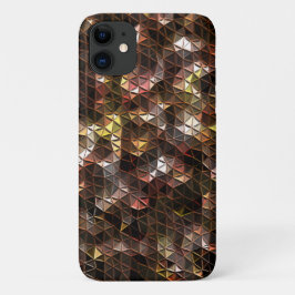 Capa Para iPhone 11 Mosaico triangular castanho com alivio leve
