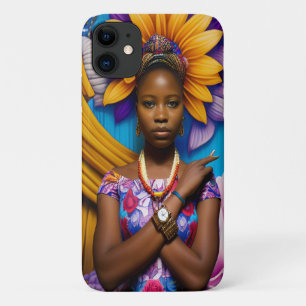 Capa Para iPhone 11 Mulher africana linda com um relógio