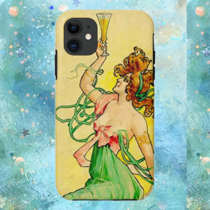 Capa Para iPhone 11 Mulher do champanhe do nouveau da arte