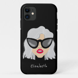 Capa Para iPhone 11 Mulher legal de cabelos de Cinza com nome personal