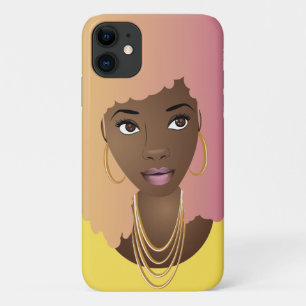 Capa Para iPhone 11 Mulher Negra com Cabelo Amarelo e Rosa Coloridos