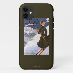 Capa Para iPhone 11 Mulher no poster verde do esqui