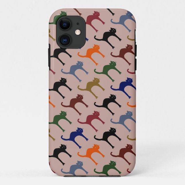 Capa Para iPhone 11 múltiplos gatos ~ padrão animal (Verso)