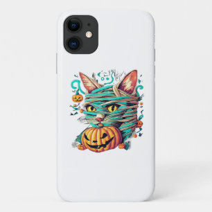 Capa Para iPhone 11 Múmia Divertida de Gato no Halloween