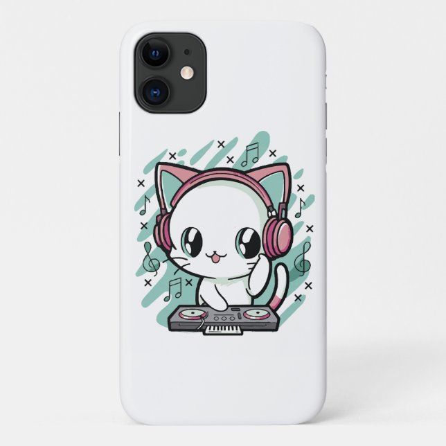 Capa Para iPhone 11 música de gato (Verso)
